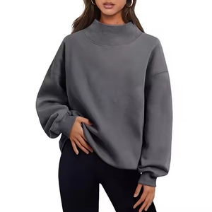 Sudadera Oversize Personalizada OEM para Mujer, Cuello Alto con Abertura Lateral, 100% Algodón, Ropa Deportiva para Invierno - Product Image 3