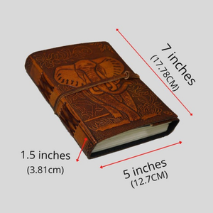 Diario de Cuero con Grabado de Elefante, Cuaderno Vintage Hecho a Mano, Diario de Papel Blanco Hecho a Mano, Regalo Único para Escritores y Artistas - Product Image 4