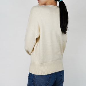 2025 pull en laine respirant pour femmes léger à manches longues col en v Design Logo personnalisé imprimé mince épaisseur pour l'hiver - Product Image 4