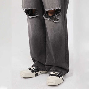 กางเกงยีนส์สำหรับผู้ชายทุกเพศดีไซน์ใหม่กางเกงยีนส์แบบสั่งทำทรงสลิมฟิตสีทึบมีกระเป๋ามีซิป - Product Image 5