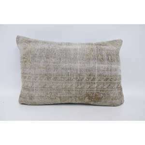 Almohada de retazos Kantha de lana Beige, 16x24 pulgadas, bordado, patrón de tejido Floral Vintage, para el hogar bohemio, sofá, estampado cuadrado a cuadros - Product Image 1