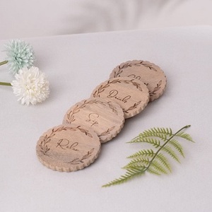 Sous-verres en bois naturel de logo d'impression personnalisé réutilisable promotionnel - Product Image 1