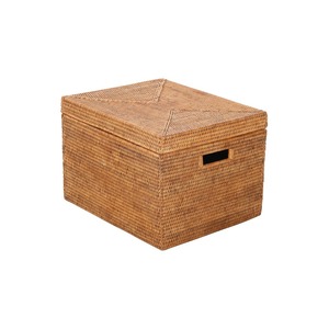 Cesta rectangular de ratán con tapa, cesta de almacenamiento hecha a mano, venta al por mayor, ecológica, hecha en Vietnam - Product Image 1