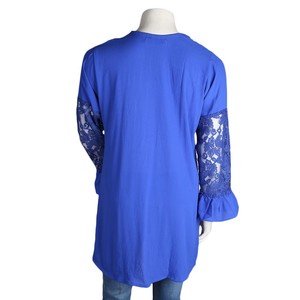 เสื้อสตรีสไตล์ตะวันตกแบบจับจีบ - สีน้ำเงิน - Product Image 4