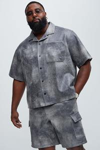 Compre verano Logotipo de impresión personalizada verano 2 piezas camisa con botones abajo y pantalones cortos conjunto transpirable sol se desvaneció lavado con ácido conjunto para los hombres - Product Image 6