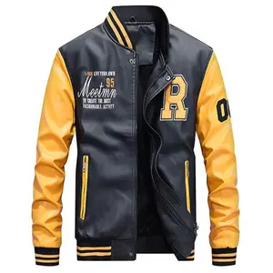 Veste de sport universitaire OEM Patchwork avec logo brodé Veste de bombardier universitaire Varisty pour hommes - Product Image 3