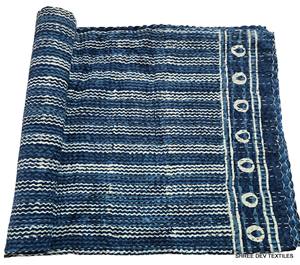 Cubrecama Indigo Estampado a Mano, Colcha Reversible Kantha, Cubrecama para Uso Doméstico y Hotelero |   Disponible en Todos los Tamaños - Product Image 2
