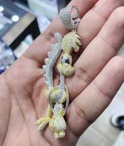 Colgante de Plata con Diseño de Pájaro de Dibujos Animados, con Piedras Amarillas y Blancas, Colgante de Lujo - Product Image 3