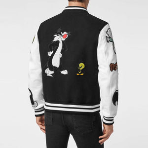 Veste universitaire personnalisée pour hommes avec patchs en chenille brodés OEM, design coupe-vent, logo personnalisé sur le devant, vestes pour hommes - Product Image 6