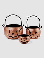Set Pot Bunga Labu Halloween Hitam dengan Gagang, Lapisan Powder Coated, Ramah Lingkungan, Tahan Lama, Dekorasi Rumah/Taman Luar Ruangan/Dalam Ruangan