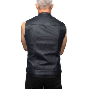 Chaleco de Cuero Casual para Hombre de Talla Grande, Chaleco de Cuero Vacuno a la Moda, Chaleco de Cuero sin Mangas para Motocicleta, Personalizado OEM ODM - Product Image 4