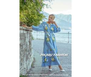 Vestido de cóctel para mujer, bordado floral, manga larga, diseño explosivo, ukraniano - Product Image 1