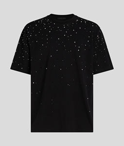 Camiseta de manga corta para hombre, negra, con estampado gráfico, corte relajado, cuello redondo, estilo casual y urbano. - Product Image 1