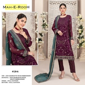 Travail de broderie en georgette pakistanaise indienne fantaisie Salwar Kameez avec travail de broderie Dupatta par les exportations indian Mart - Product Image 3