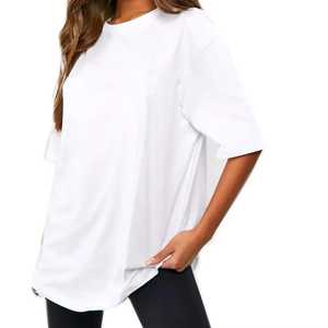 White Color Custom Cotton Drop Shoulder Tshirt Custom 275G Heavyweight Blank Streetwear Oversized Women T Shirt - Product Image 1