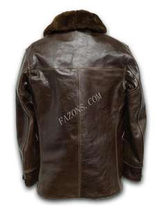 Veste en cuir d'aviateur vintage Flight, manteau de garde-côtes en cuir véritable, veste longue en cuir véritable avec col en fourrure de mouton, OEM - Product Image 2