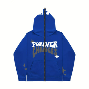 High Quality Custom Logo for Puff Print Hoodie Oversized Double Zipper with <b>Applique</b> Technique Heavyweight Blank Hoodie - Product Image 1