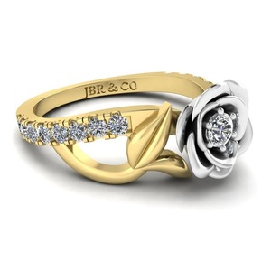 Bague de fiançailles en argent sterling 925 plaqué or avec diamant rond et motif fleur pour femme Bague de promesse de luxe au prix le plus bas - Product Image 4