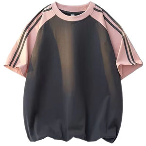 T-shirt pour homme à épaules tombantes de qualité supérieure, 100% coton, taille plus, col rond, manches courtes, respirant, décontracté pour l'été - Product Image 1