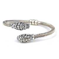 Bracelet torsadé en argent sterling 925 en forme de tête de lion, accessoire de mode vintage pour homme, garantie 70 ans, marque NUSRET, 30,53 g