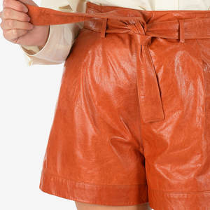 Solid Pattern Genuine Cowhide <b>Leather</b> <b>Shorts</b> for <b>Women</b> Wholesale with Belts Stylish and Durable <b>Leather</b> <b>Women</b> <b>Shorts</b> - Product Image 3