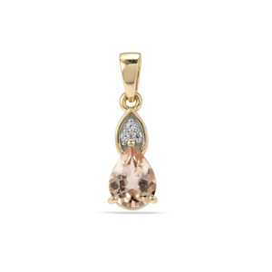 Colgante de Morganita Color Durazno con Corte Esmeralda de 0.85ct, Zirconia Blanca, Oro Rosa de 9K, Chapado en Rodio - Product Image 1