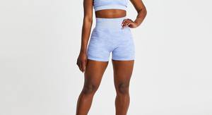 Shorts de yoga sans couture taille haute pour femmes, shorts de compression bleus pour l'entraînement, shorts de cycliste, vêtements de sport pour la salle de sport - Product Image 3