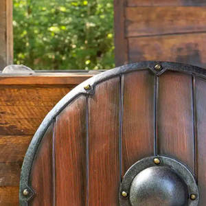 Nouveau design unique, bouclier viking en acier damas lourd, fabrication professionnelle médiévale, fabrication sur mesure, bricolage, OEM, cuir à haute teneur en carbone - Product Image 5