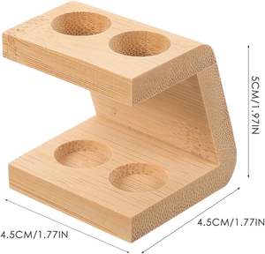 Porte brosse à dents en bambou 2 trous support en bois stylo affichage maquillage brosse support sourcil stylo support organisateur pour la maison - Product Image 3