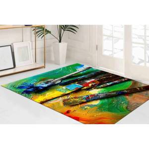 Alfombra con Diseño de Pinceladas Coloridas: Alfombra Moderna con Acentos Artísticos, Alfombra Suave No Tejida - Product Image 3