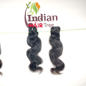 Paquet de vague de corps de couleur noire naturelle de temple indien Extensions de cheveux humains bruts pour femmes avec double trame traitée à la machine - Product Image 5