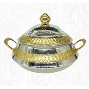 Gold and Silver Designer Food Serving Hot Pot Casserole Dish <b>Buffet</b> <b>Warmer</b> Display for Wedding Use - Product Image 3