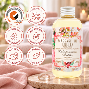 Aceite de Masaje Lolita 200ml, Aceite Corporal Nutritivo con Aceites de Almendras, Coco y Semillas de Uva para Masajes Profesionales de Spa y una Piel Suave y Sedosa - Product Image 2