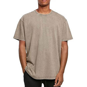 Camiseta ajustada lavada con ácido para hombre, impresión personalizada de alta calidad, ropa de calle de peso pesado, cuello redondo, inspiración con hombros caídos - Product Image 2