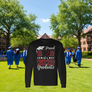 T-shirt a maniche lunghe per papà orgoglioso del figlio/a laureato/a del 2025, camicia coordinata per la laurea in famiglia - Product Image 3