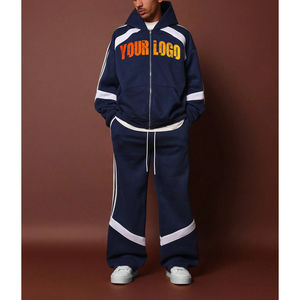 Survêtement d'hiver pour homme OEM/ODM, à capuche, coupe classique, avec broderie appliquée personnalisée, en tissu épais, effet vieilli et délavé à l'acide - Product Image 4