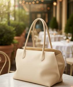 Bolso Tote de Cuero Color Crema Vintage para Mujer, Bolso Grande, Suave y Estructurado, Resistente al Agua, para Compras, Trabajo, Oficina, Bolso de Hombro - Product Image 5