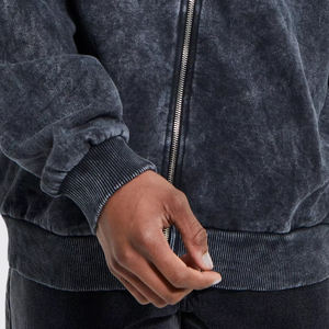 Vente en gros Sweats à capuche délavés à l'acide avec fermeture éclair entièrement personnalisés pour hommes Sweat à capuche délavés à l'acide vintage surdimensionné pour hommes - Product Image 4