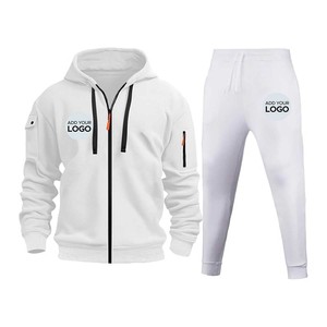 Personalizable con capucha Casual Sólido Hombres Fleece Chándal Conjunto Gimnasio - Product Image 5