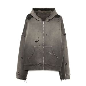 เสื้อฮู้ดผู้ชายแบบมีซิป ผ้าคอตตอนผสม สไตล์ลำลอง แนวสตรีท สำหรับฤดูหนาว - Product Image 1