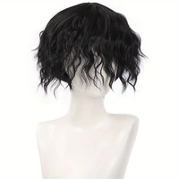 Perruques synthétiques courtes bouclées pour hommes garçon Costume Cosplay fête cheveux résistants à la chaleur noirs naturels