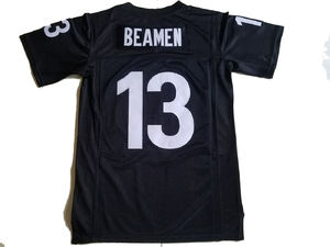 เสื้อฟุตบอลอเมริกันฉลาม13 BEAMEN,เสื้อกีฬาปักเย็บกลางแจ้งฮิปฮอปหลวมสีขาวสีดำ - Product Image 4