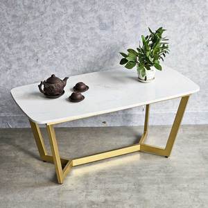 Table de salon rectangulaire moderne avec plateau en pierre et structure en fer (TT68174) - Product Image 6