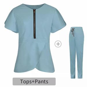 Ensemble de blouses d'infirmière extensibles personnalisées élégantes, uniformes médicaux de soins infirmiers à la mode, ensemble de blouses unisexe en spandex/polyester pour l'hôpital - Product Image 6