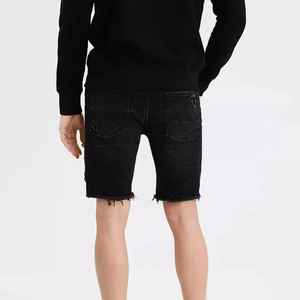 Custom Design Printing Men Washed <b>Black</b> Baggy Loose Denim <b>Pants</b> Soft Casual Cotton Streetwear Man's Jeans Shorts - Product Image 5