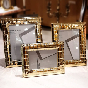 Embossed Texture Rectangular Frame Photo Display Frame Palm <b>Tree</b> and Elephant <b>Face</b> Shape Design Golden Color - Product Image 6