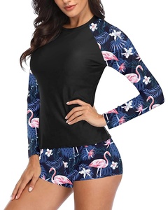 Maillot de bain à manches longues pour femmes UV UPF 50 + Rash Guard Animal et dessin animé avec garçon maillot de bain à bas court ensemble de 2 pièces - Product Image 4
