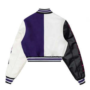 Femmes décontracté Letterman cuir recadrée Varsity veste personnalisé polaire manteau d'hiver nouveau Style vêtements pour le printemps - Product Image 3