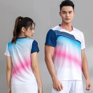 Marque Qualité Uniformes À Séchage Rapide Tennis De Table Vêtements pour Hommes Femmes À Manches Courtes Badminton T-Shirt Imprimer Sportswear - Product Image 5