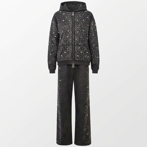 Chándal Moderno con Lavado Ácido y Pedrería Personalizado para Ropa Urbana, Estilo Moderno Personalizado, Chándal de Felpa 100% Algodón para Unisex - Product Image 1